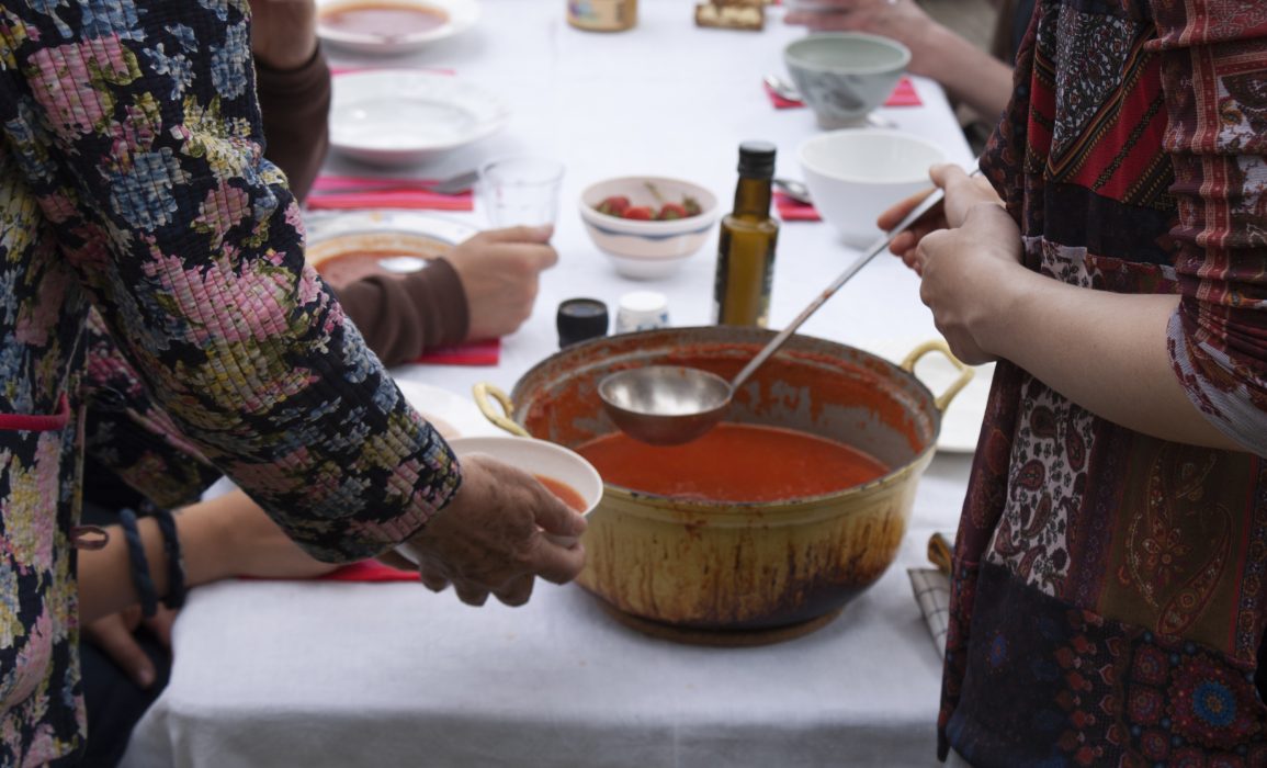  lunch with field-fresh tomato soup and much food for thought