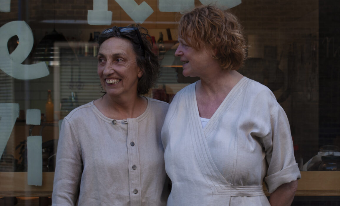 betsie and eva wearing their personal co-designed garments