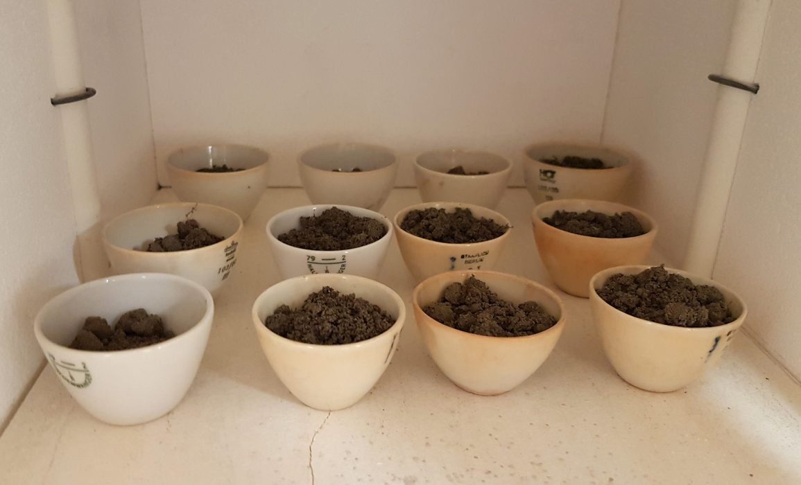 moisture is removed from the soil samples at 105 ºc