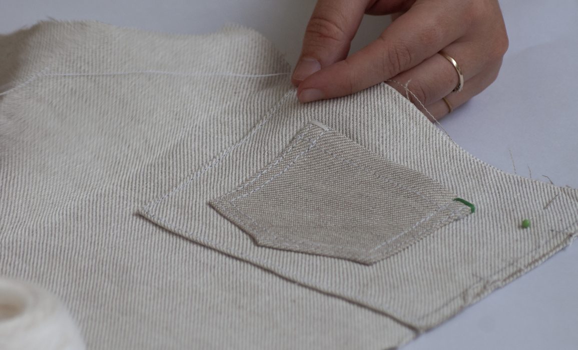 a hand-sewn five-pocket detail