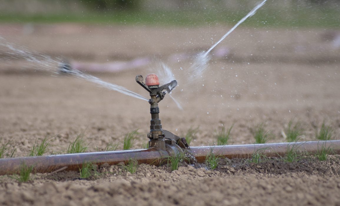 the sprinkler placement rotates to supplement moisture levels on the cultivated fields